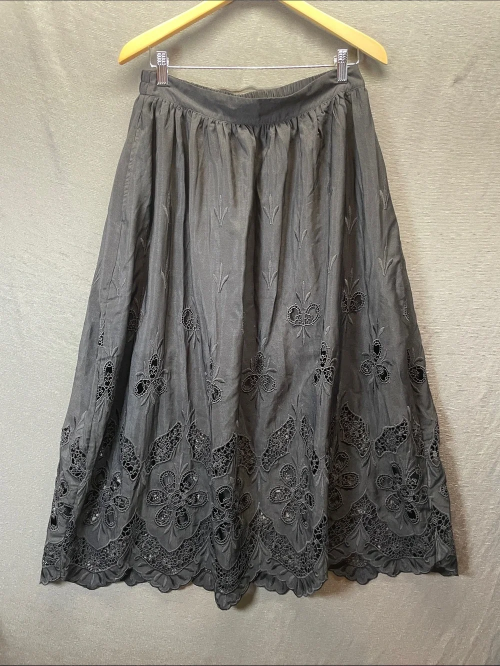 Disturbia Gothic broderie Black Floral Cutwork Maxi Skirt - Picture 3 of 9